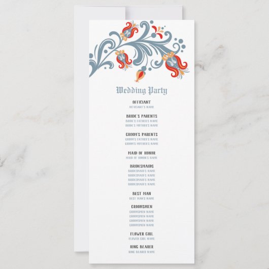 スカンジナビアの民俗芸術 ウェディングプログラム 招待状 (裏面)