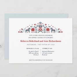 スカンジナビアの民俗芸術 ダーラ馬のリハーサルディナー 招待状