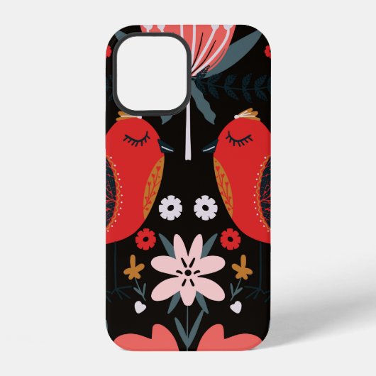 スカンジナビアの民族的な色彩豊かな植物柄 iPhoneケース (裏面)