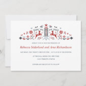 スカンジナビアの民芸　トナカイとハートのウェディング 招待状 (正面)