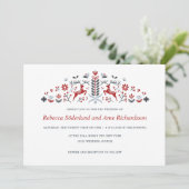 スカンジナビアの民芸　トナカイとハートのウェディング 招待状 (スタンド正面)