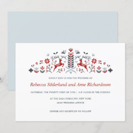 スカンジナビアの民芸　トナカイとハートのウェディング 招待状