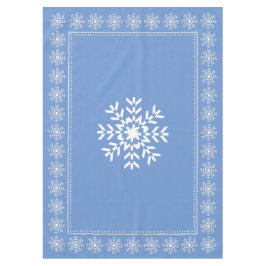 スカンジナビアの淡いブルーおよび白い雪片 テーブルクロス