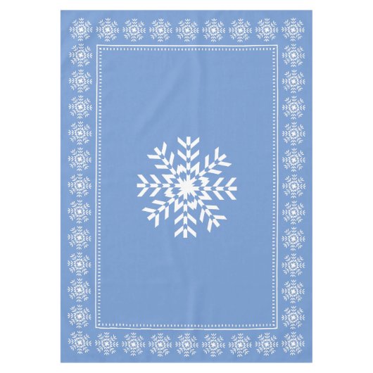 スカンジナビアの淡いブルーおよび白い雪片 テーブルクロス (正面)