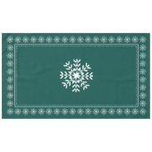 スカンジナビアの深緑色および白の雪片 テーブルクロス (正面(横))