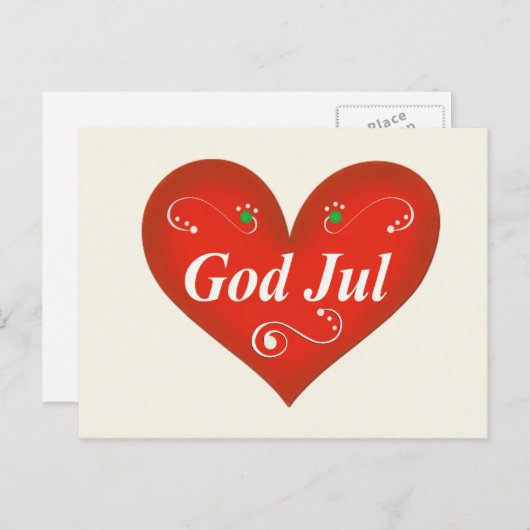 スカンジナビアの神の7月のクリスマスのハート シーズンポストカード (正面/裏面)