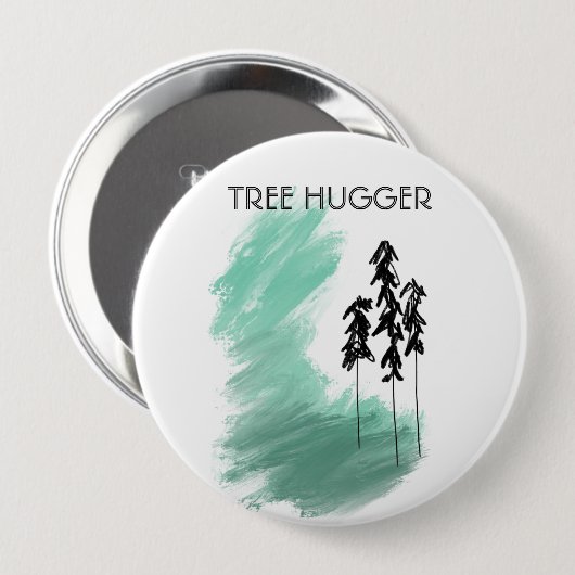 スカンジナビアの緑の木のアートシンプルモダンミント 缶バッジ (正面&裏面)