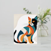 スカンジナビアの美しいベクトルアートキャット 箔シーズンポストカード (立ち正面)