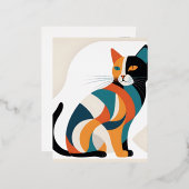 スカンジナビアの美しいベクトルアートキャット 箔シーズンポストカード (正面/裏面)