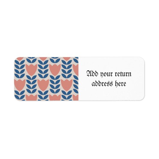 スカンジナビアの花のパターン,レトロスタイル,ミッドセンター ラベル (正面)