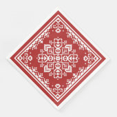 スカンジナビアの花の雪の結晶1、赤地に白 (コーナー)