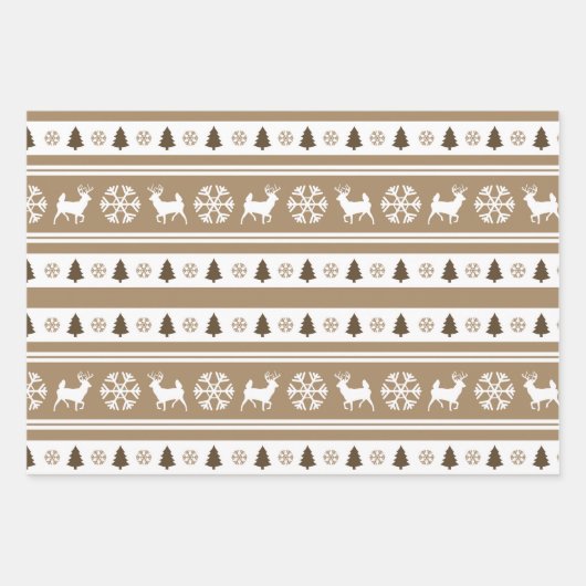 スカンジナビアの茶色と白 ラッピングペーパーシート (正面3)