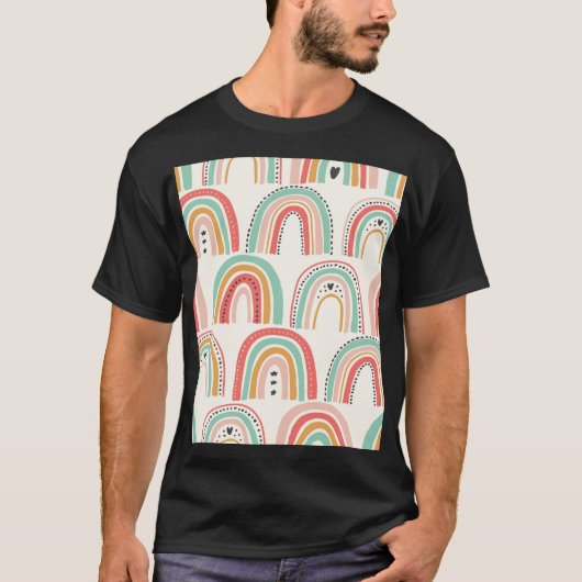 スカンジナビアの虹：うぶな人アートパターン。 Tシャツ (正面)