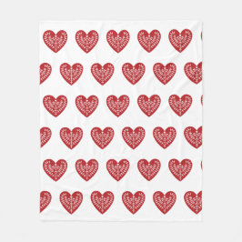 スカンジナビアの赤いハートのフリースブランケット フリースブランケット