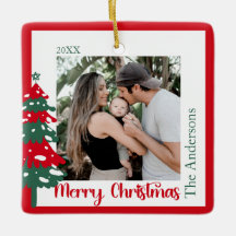 スカンジナビアの赤と緑のワンフォトメリークリスマス