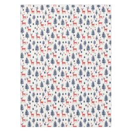 スカンジナビアの赤と青の鹿の森 テーブルクロス