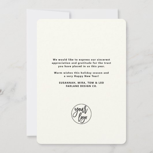 スカンジナビアの陽気で暖かいクリスマスビジネス シーズンカード (裏面)