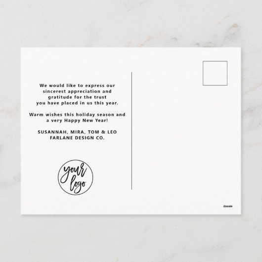 スカンジナビアの陽気で暖かいクリスマスビジネス シーズンポストカード (裏面)