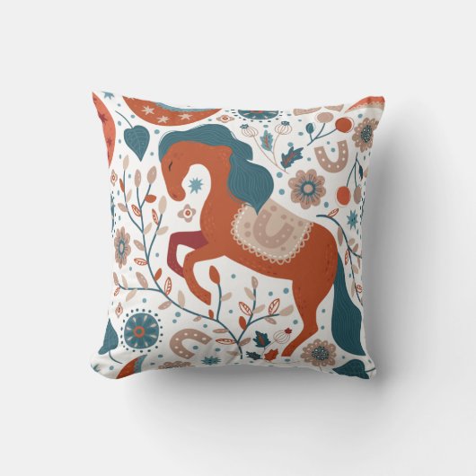 スカンジナビアの馬かわいい クッション (正面)