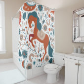 スカンジナビアの馬かわいい シャワーカーテン (インサイチュ)