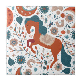 スカンジナビアの馬かわいい タイル