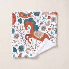 スカンジナビアの馬かわいい バスタオルセット