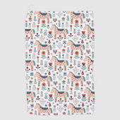 スカンジナビアの馬の民芸パターン ゴルフタオル (正面)