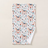 スカンジナビアの馬の民芸パターン バスタオルセット (ハンドタオル)