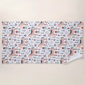 スカンジナビアの馬の民芸パターン ビーチタオル (正面)