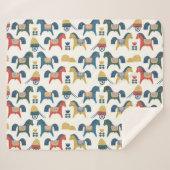 スカンジナビアの馬：カラフルフォークアート シェルパブランケット (正面(横))