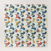 スカンジナビアの馬:カラフルフォークアート ジグソーパズル (横)