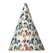 スカンジナビアの馬：カラフルフォークアート パーティーハット (右)