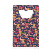 スカンジナビアの馬:装飾シームレスデザイン クレジットカード栓抜き (裏面)