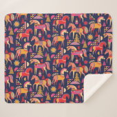 スカンジナビアの馬：装飾シームレスデザイン シェルパブランケット (正面(横))