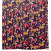 スカンジナビアの馬:装飾シームレスデザイン シャワーカーテン (正面)