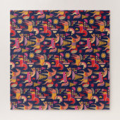 スカンジナビアの馬:装飾シームレスデザイン ジグソーパズル (横)