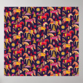 スカンジナビアの馬:装飾シームレスデザイン ポスター (正面)