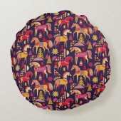 スカンジナビアの馬：装飾シームレスデザイン ラウンドクッション (裏面)