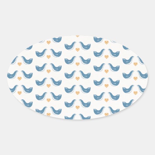 スカンジナビアの鳥の庭テーマ 楕円形シール (正面)