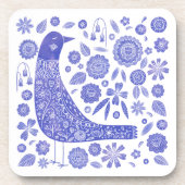 スカンジナビアの鳥の青と白 コースター (正面)