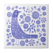 スカンジナビアの鳥の青と白 タイル (正面)