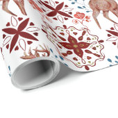 スカンジナビアの鹿と万華鏡のように千変万化するパターン模様 ラッピングペーパー (ロールコーナー)