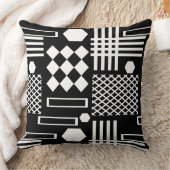 スカンジナビアの黒と白の幾何学形状 クッション (ブランケット)