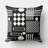 スカンジナビアの黒と白の幾何学形状 クッション (正面)