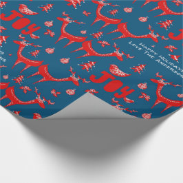 スカンジナビアウッドランドディアウィンタークリスマスフォークアート ラッピングペーパー