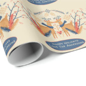 スカンジナビアウッドランドディアウィンタークリスマスフォークアート ラッピングペーパー (ロールコーナー)