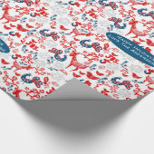 スカンジナビアウッドランドディアウィンタークリスマスフォークアート ラッピングペーパー (角)