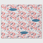 スカンジナビアウッドランドディアウィンタークリスマスフォークアート ラッピングペーパー (フラット)