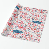 スカンジナビアウッドランドディアウィンタークリスマスフォークアート ラッピングペーパー (アンロールド)