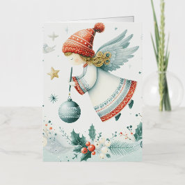 スカンジナビアエレガンススピリチュアルクリスマスエンジェル 箔グリーティングカード